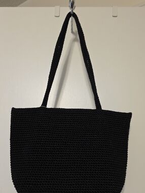 The Sak Black Crochet Tote Bag